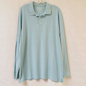 Coolibar Polo Shirt Mens Large Blue Performance UPF 50 Weekend Long Sleeve